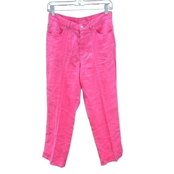 Ralph Lauren Jeans Pink Linen Pants Trousers Womens US 4 Excellent Balletcore - Picture 1 of 8